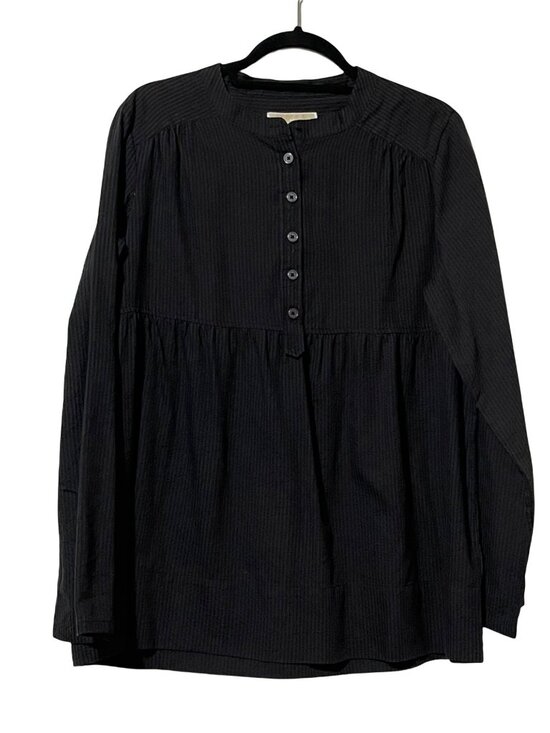 Michael Michael Kors Womens Size L Black Button-Front Long-Sleeve Tunic Top - Picture 1 of 9